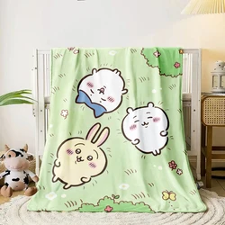 Miniso&Sanrio Chiikawa Print Flannel Blanket.Sofa,Bedroom.Bed Home Office Nap Blanket Car,Travel,Camping,Picnic Blankets Gift