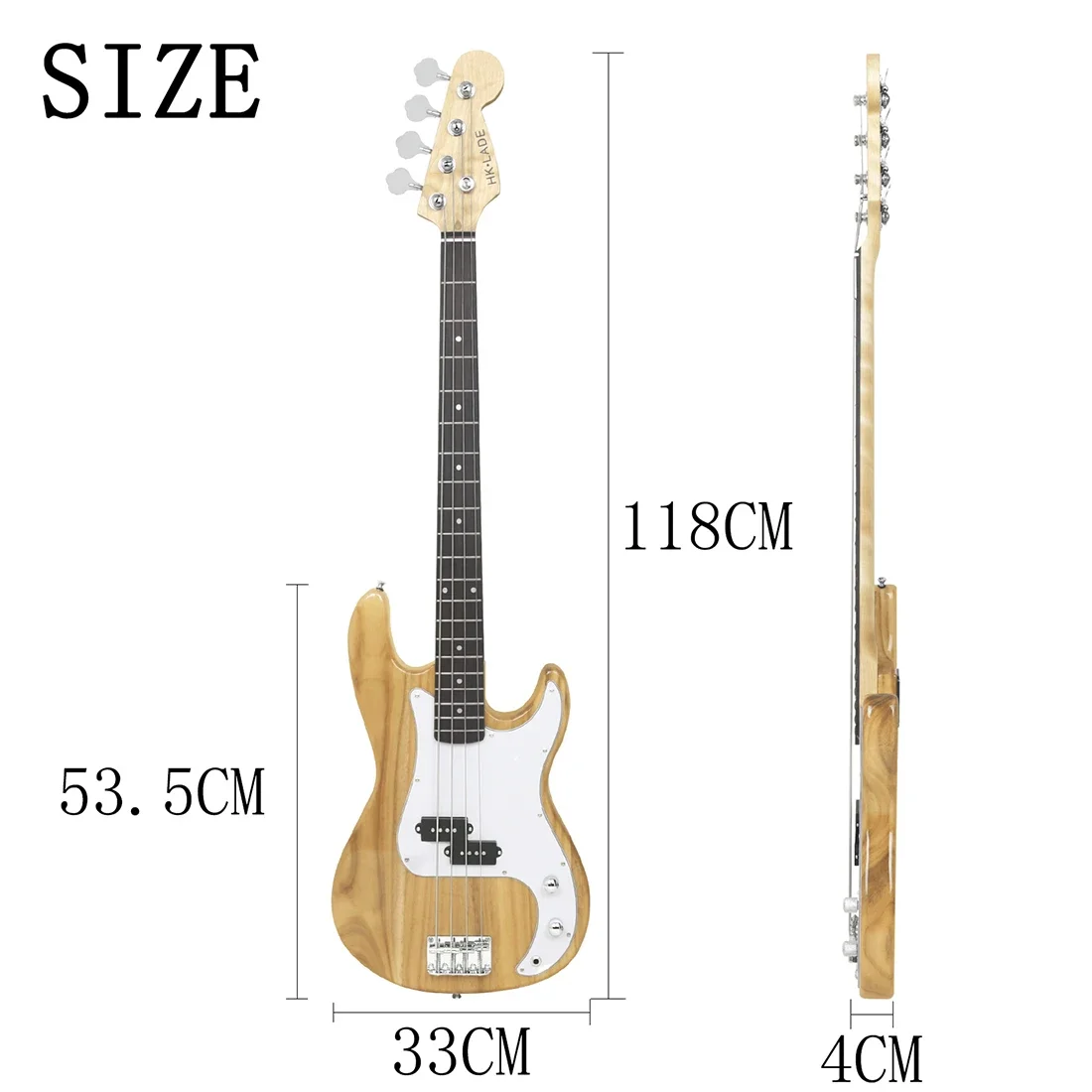 SLADE Neue E-Bass-Gitarre, 4 Saiten, 20 Bünde, E-Bass-Set, Palisander-Griffbrett, Ahornhals-E-Bass mit Verstärker