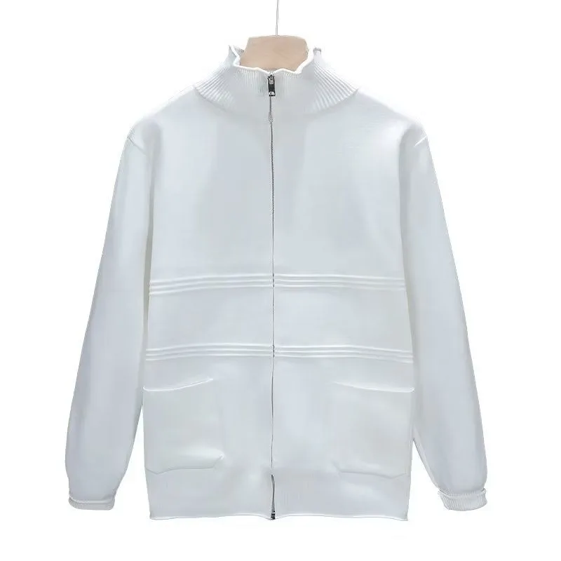 Autumn and Winter Cardigan Knitted Jacket Men's Clothing Simple Loose Casual Stand-up Collar Sweater Tops
