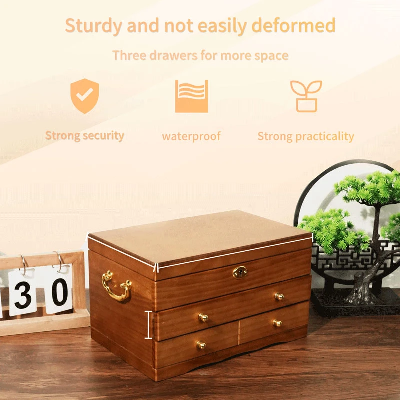 YB  Women's Wooden Jewelry Box, 5-Layer Large Storage Box with Mirror and 4 Drawers, Can Store Rings, Earrings, Necklaces,