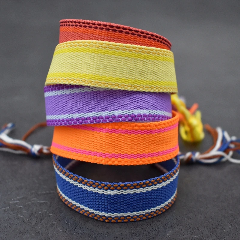 Ethnic Braided Fabric Bracelet for Women Men Blank Charm Bracelets Handmade Adjustable Tassel Rope Jewelry