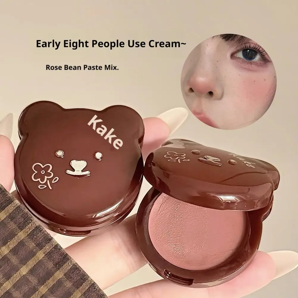 Cream Blush Lip and Cheek Tint  Cute Bear Dual-Purpose Makeup Natural Rosy Glow Soft Blusher Cosmetic