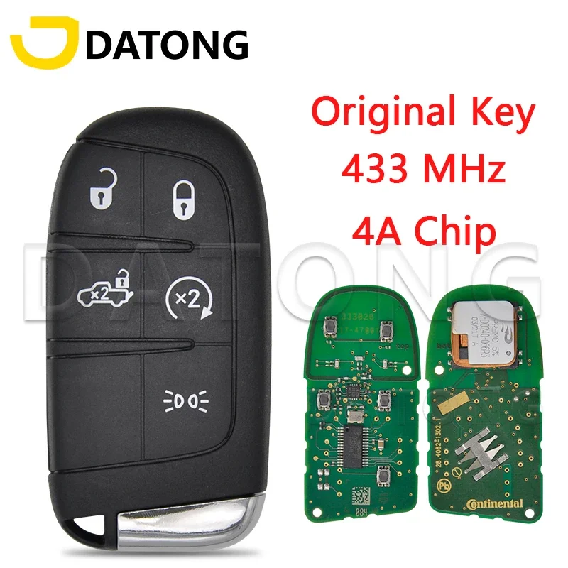 Datong World kunci mobil Remote Control asli untuk Fiat 500 500L 500X 2016 2017 2018 2019 Chip 4A 433MHz kartu Promixity pengganti