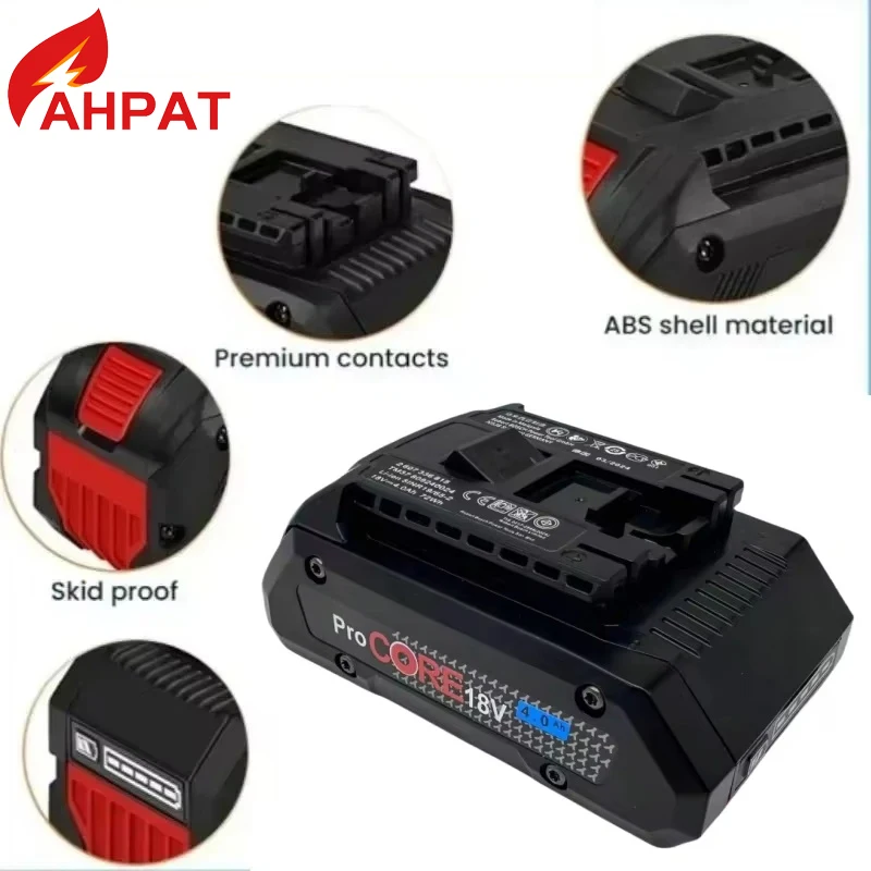 Bosch 18V 4.0AH Professional Cordless Tool BAT618 BAT609 GBA18V80 21700 Battery ProCORE Replacement Battery