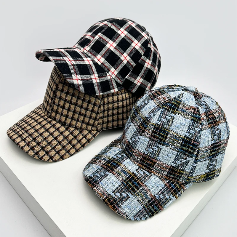 

New Men Women Check Houndstooth Color Block Baseball Hats Sunshade Versatile Breathable Outdoor Snapback caps Fashion Retro ins