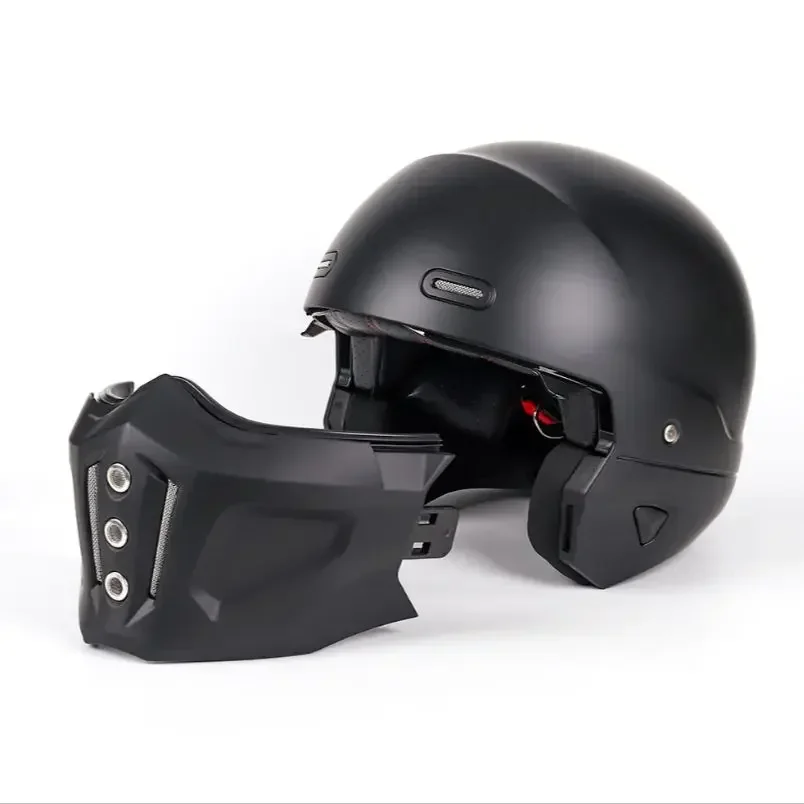 Casco de motocicleta Retro Capacete, casco abierto ABS de liberación rápida, cara completa, negro mate, Modular, Scooter Eléctrico