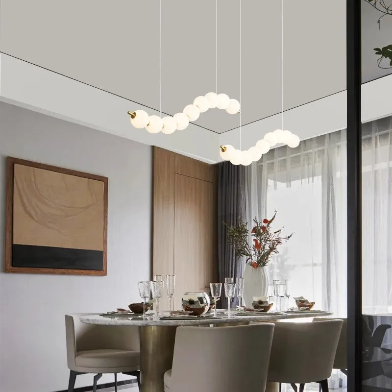 Imagem -02 - Nordic Led Pendant Light Cordas de Ferro Pérola Acrílico Dourado Interior Lâmpadas Decorativas para Sala de Estar Sala de Jantar