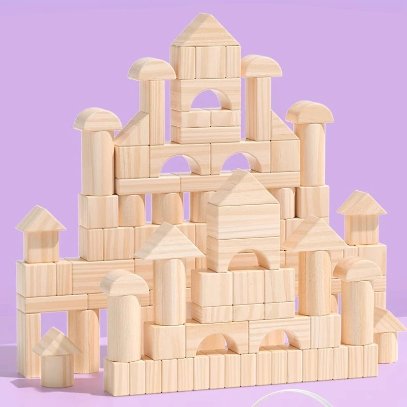 Bouwstenen van natuurlijk hout, educatief speelgoed met grote deeltjes, leren van peuters en baby's, niet-giftig beukenhout, 3-6 jaar
