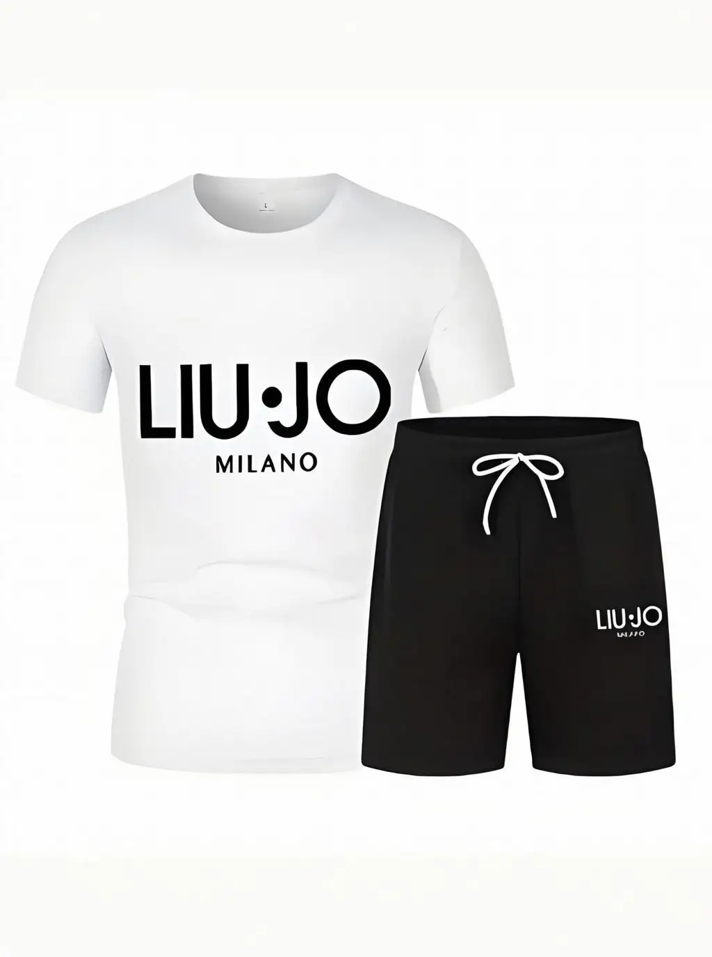 

2025Men's casual short sleeved shorts set, simple, breathable round neck, fashionable outdoor, letter print