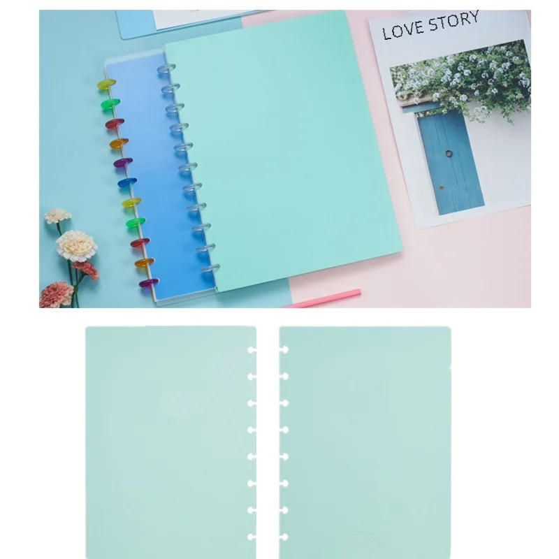 Junior/Letter/A5/A4  PP Notebook Covers with Mushroom Holes for DIY Daily Planner Schedule Loose Leaf Paper Cover A1909-043