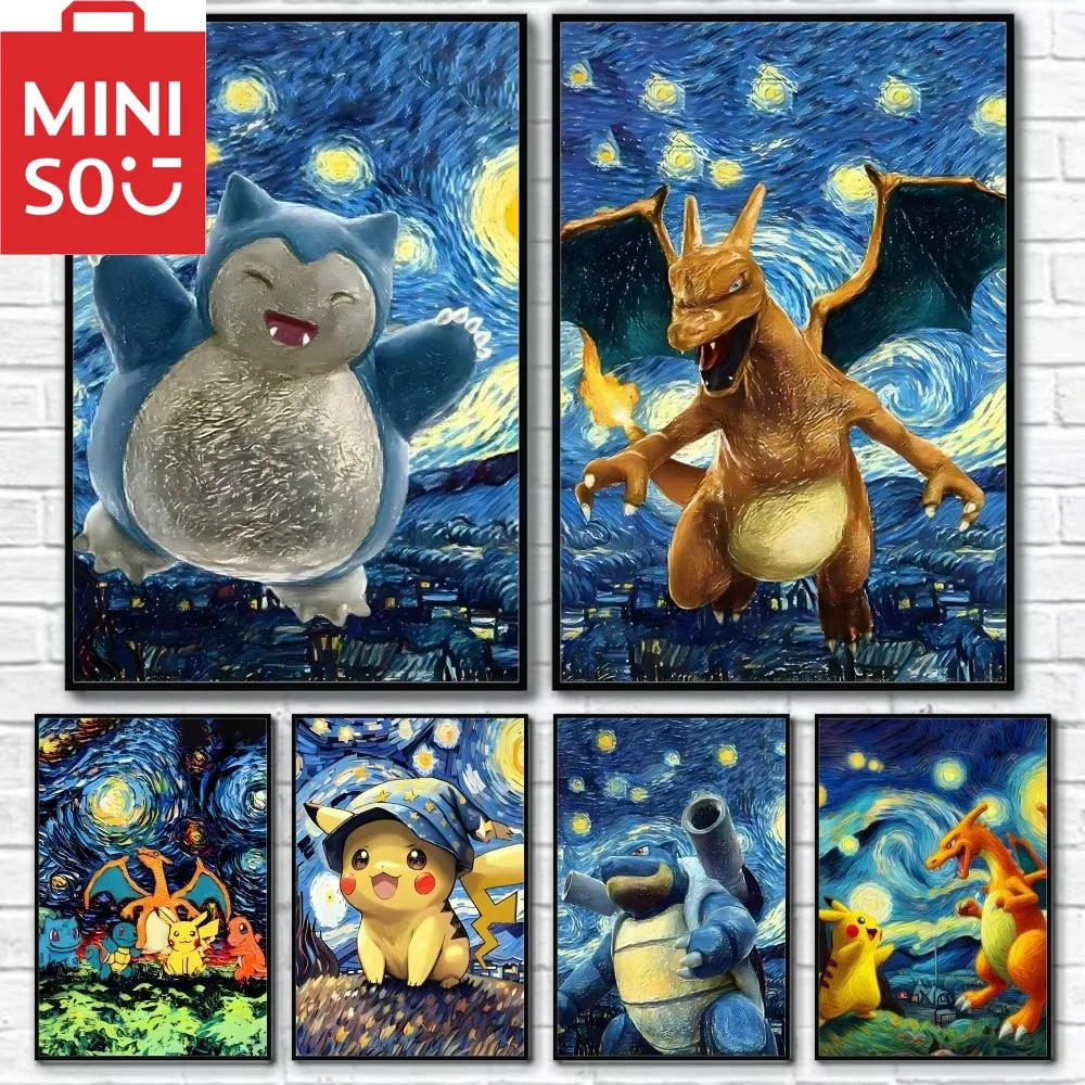 

MINISO 5DDIY Diamond Painting Elf Pok é mon Kirby Beast Fire Dragon Starry Sky Style Cartoon Mosaic Embroidery Square/Round Bead