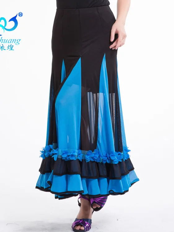 Faldas de Flamenco para baile latino para mujer, falda larga para adultos, práctica de salón, vestido estándar moderno, competición para adultos