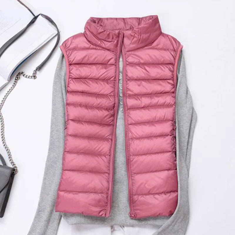 Winter Ultra Light Duck Down Jacket Women  Vest Spring Coat Short Puffer Jacket Tank Waistcoat Chaqueta De Chaqueta Down Coats