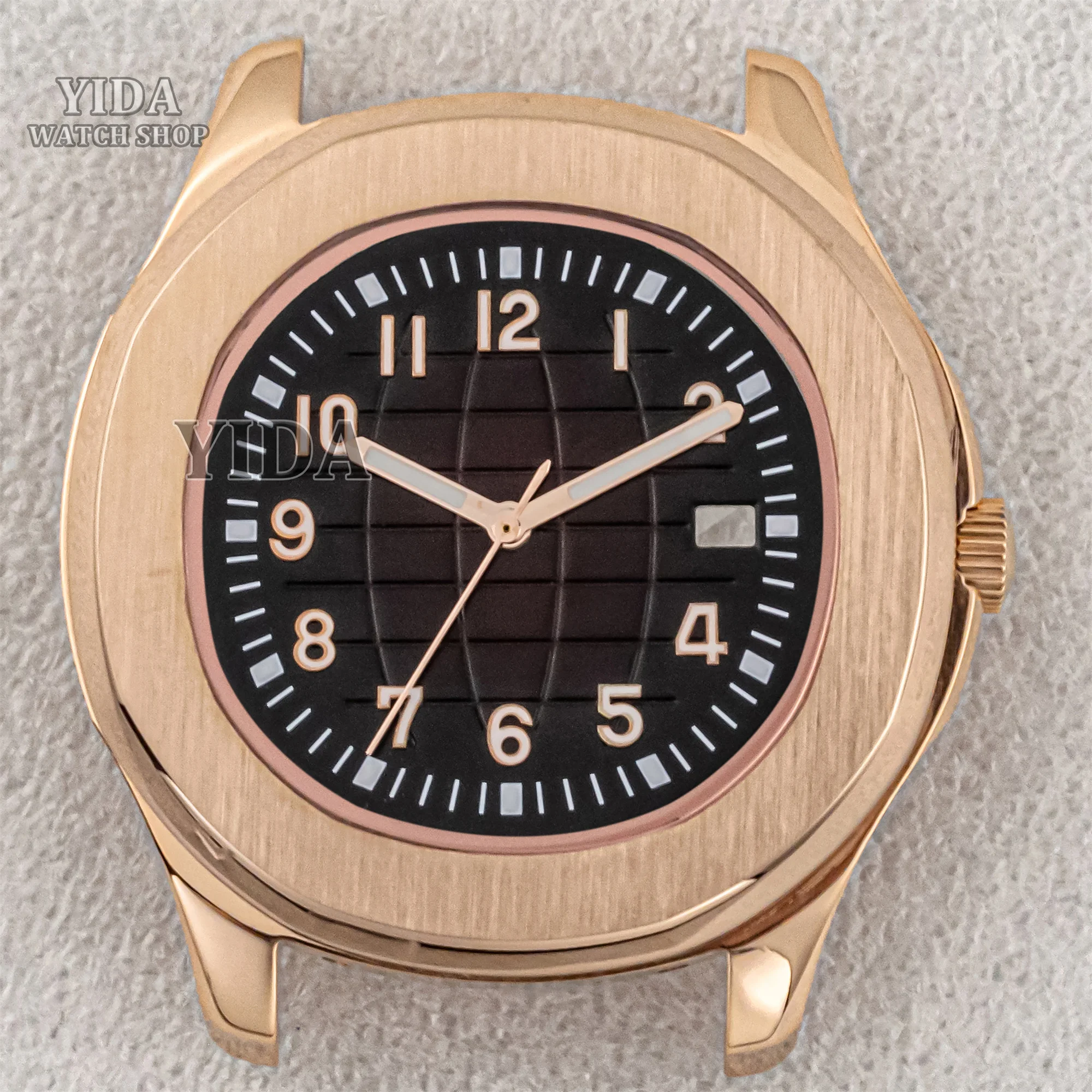 Rose Gold Case 42mm NH35 WatchCase 32mm Dial Green Lumiinous Hands 10ATM Waterproof For AQUANAUT Nautilus NH36 Movement Mod Part
