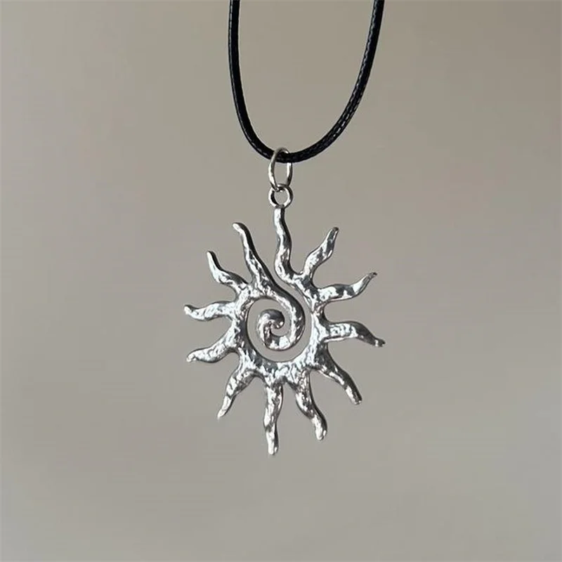 Spiral sun necklace | double sided vortex pendant | spiral swirl trippy charm necklace grunge jewelry | celestial necklace
