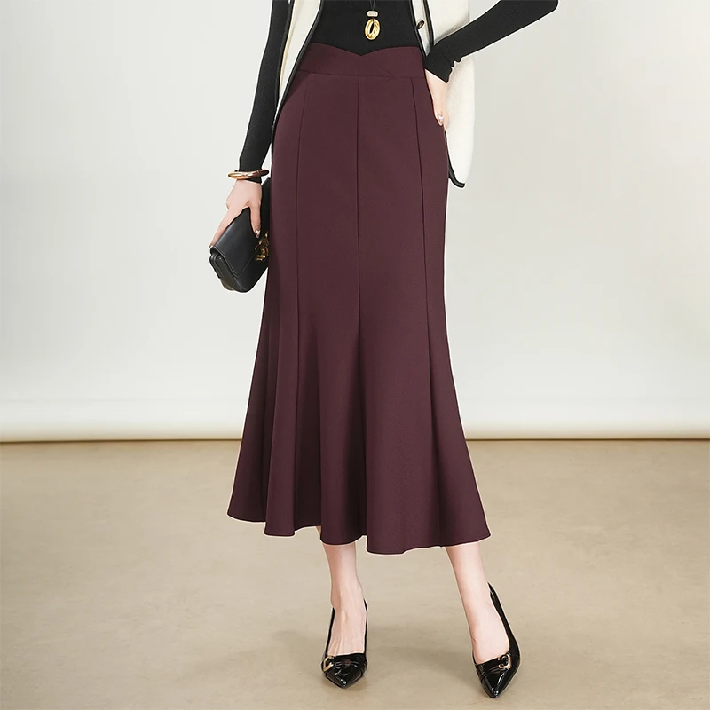 

Модная асимметричная юбка-русалка с завышенной талией, женская облегающая юбка-карандаш, длинная юбка А-силуэта