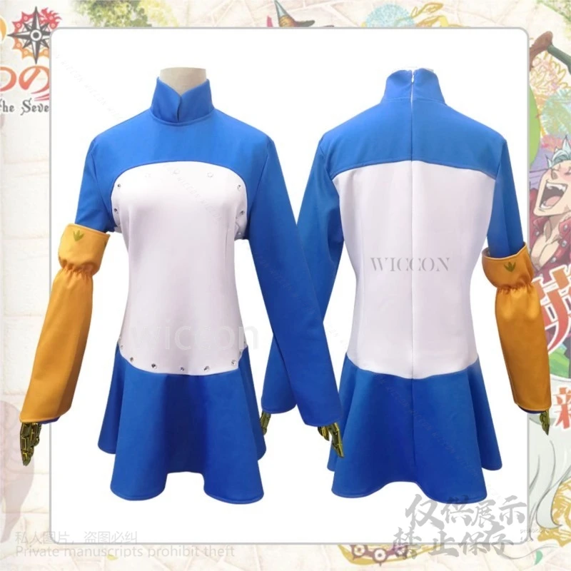 Anime Seven Deadly Season Customized Elizabeth Liones  Wig Blue Dress Uniform Lolita Woman Kawaii Carnival Party Suit