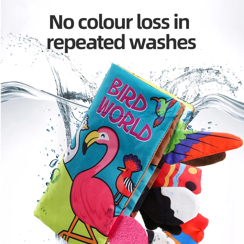 Libro di stoffa per bambini Sei pagine 0-3 anni Giocattoli per la prima educazione infantile Giocattoli per bambini per l'apprendimento cognitivo degli uccelli Regalo per le ragazze dei ragazzi