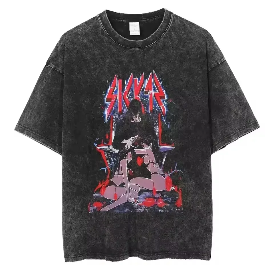 

Washed Japanese Anime Print New Arrival Pure Cotton Women Clothing Fashion Women's T-shirts wwwayeras De mujeres T-shirt