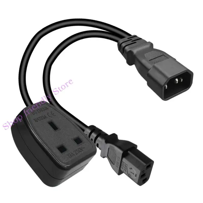 

594A Y-splitter Power Cord C14 to C13+UK13A Connector Adapter Wire Power Wire Line