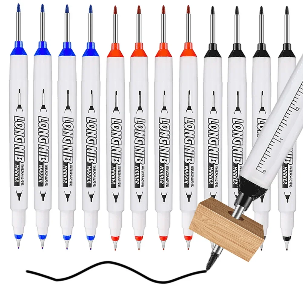 더블 팁 딥 홀 긴 헤드 펜촉 마커, 금속 펜, 방수 욕실 목공 장식, 다목적 흰색 펜, 20mm