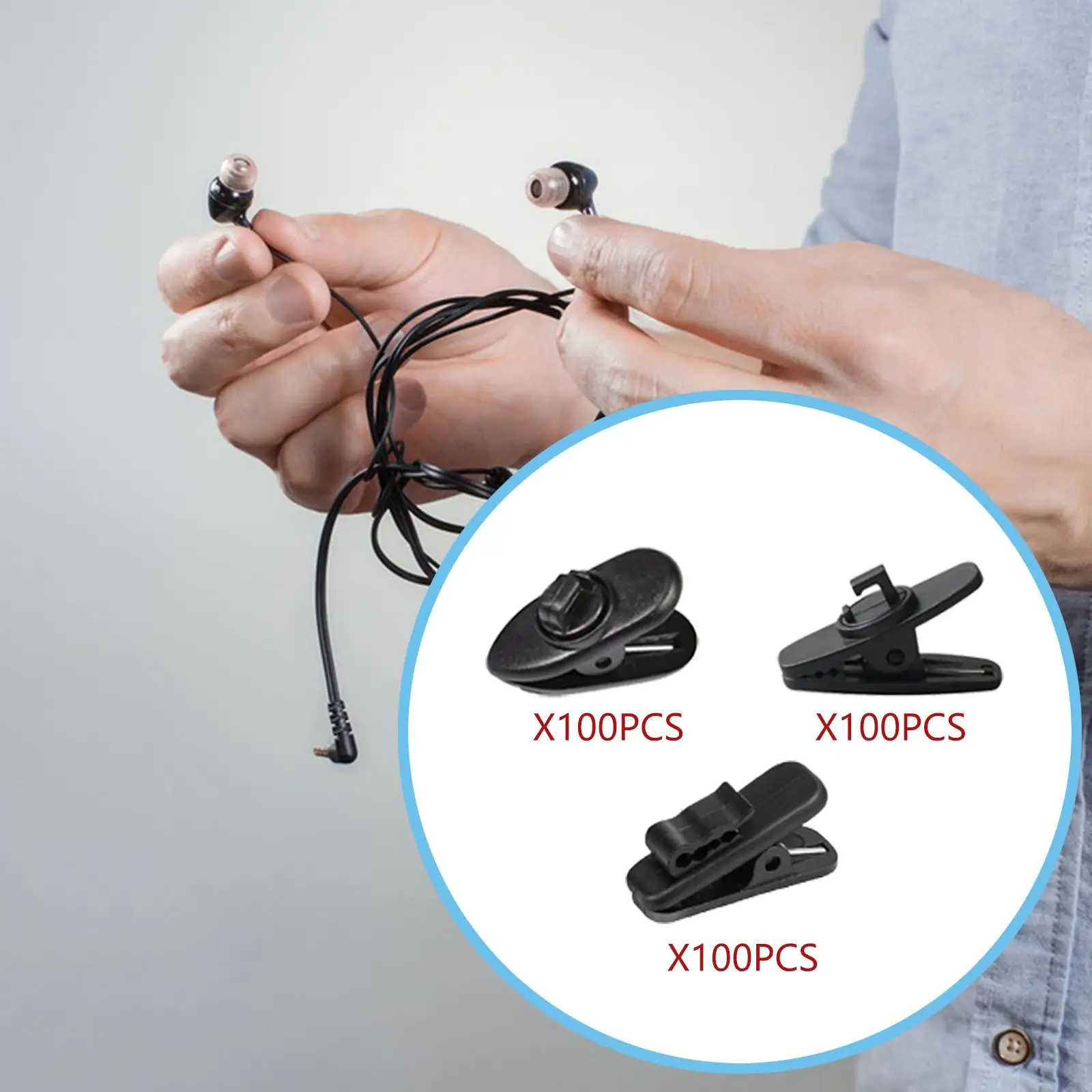 100x مشبك لحامل كابل سماعة الرأس سلك سماعة الرأس يدور 360 درجة صغيرًا