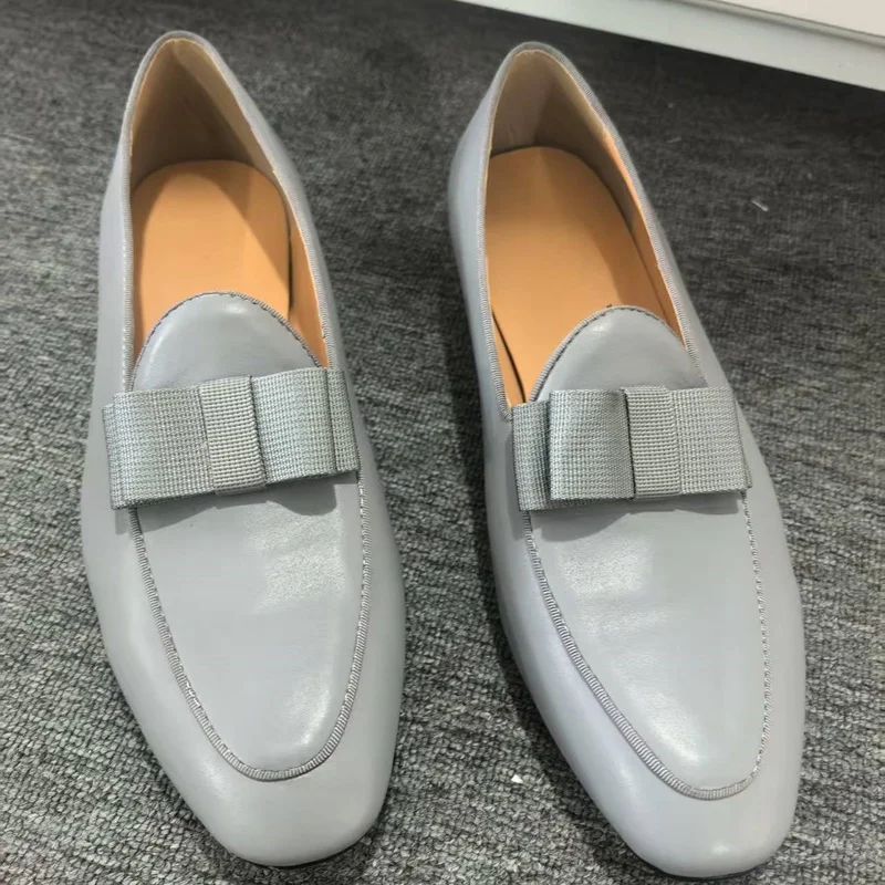 New British Style Slip-on Leather Man Shoes With Bowtie Design Fashion Dress Loafers Men Party And Wedding Shoes