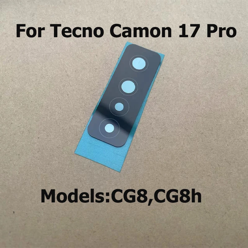 New For Tecno Camon 17 Pro Back Rear Camera Glass Lens Cover With Sticker Adhesive Replacement Repair Parts CG8 CG8h