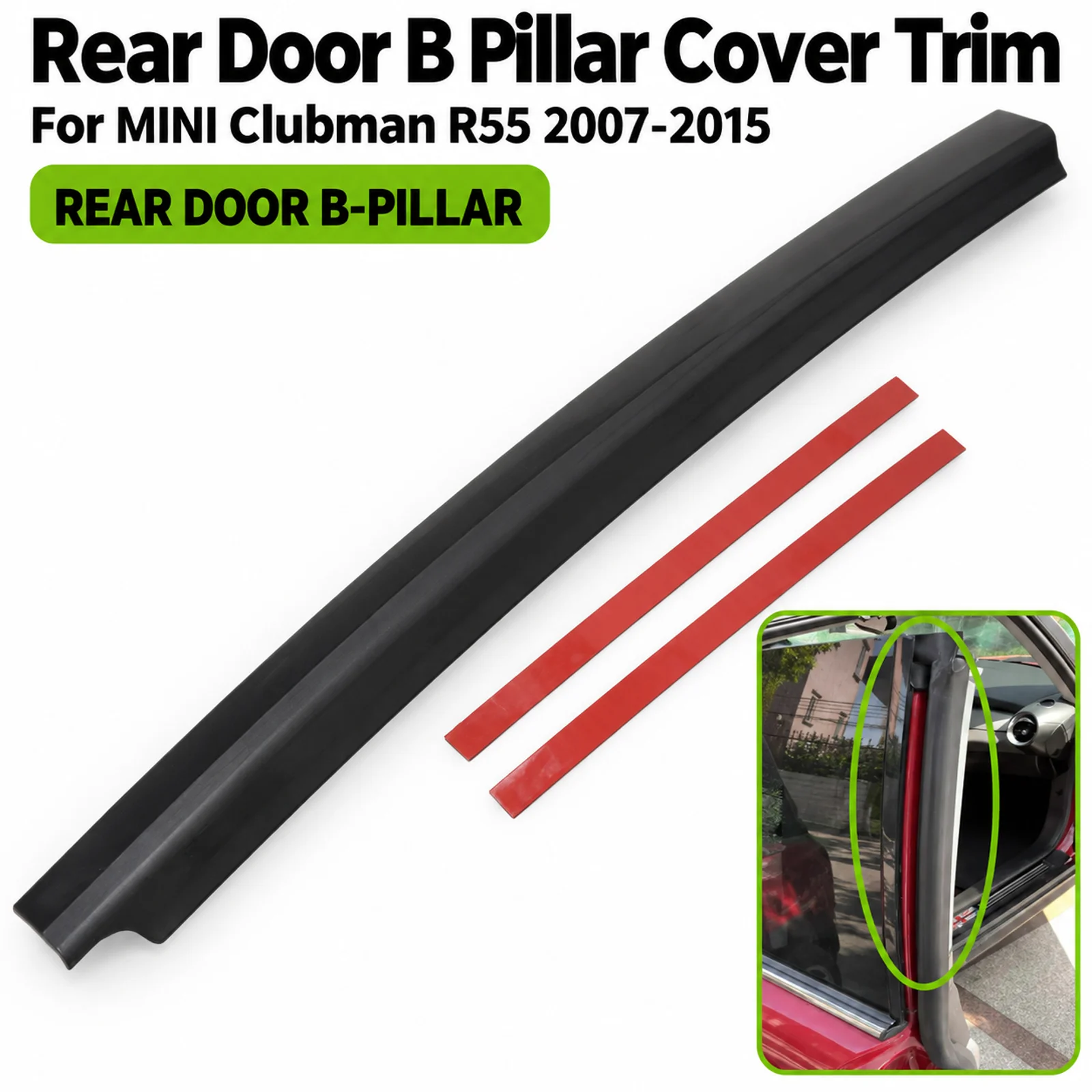 Rear Door B Pillar Cover Trim Window Sealing Strip Left & Right Black for BMW MINI Clubman R55 2007-2015 51137167235 51137167236