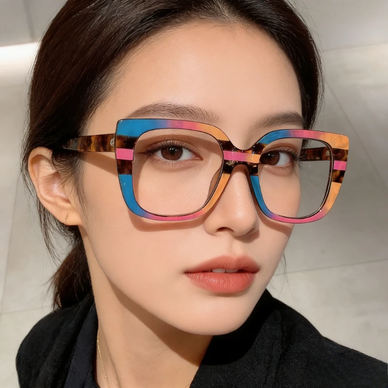 1/2/3 Stück Unisex-Brille mit Farbblockdesign, Kettengestell, ohne Sehstärke, für den täglichen und formellen Gebrauch