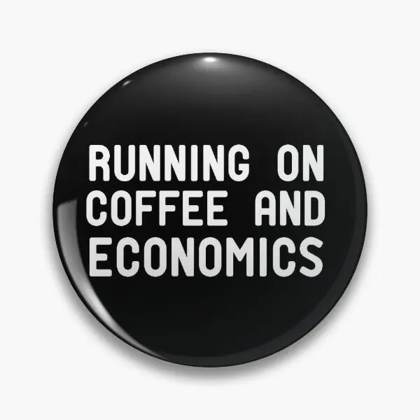 Running On Coffee And Economics  Soft Button Pin Collar Metal Cartoon Lapel Pin Jewelry Cute Funny Lover Badge Women Hat Decor