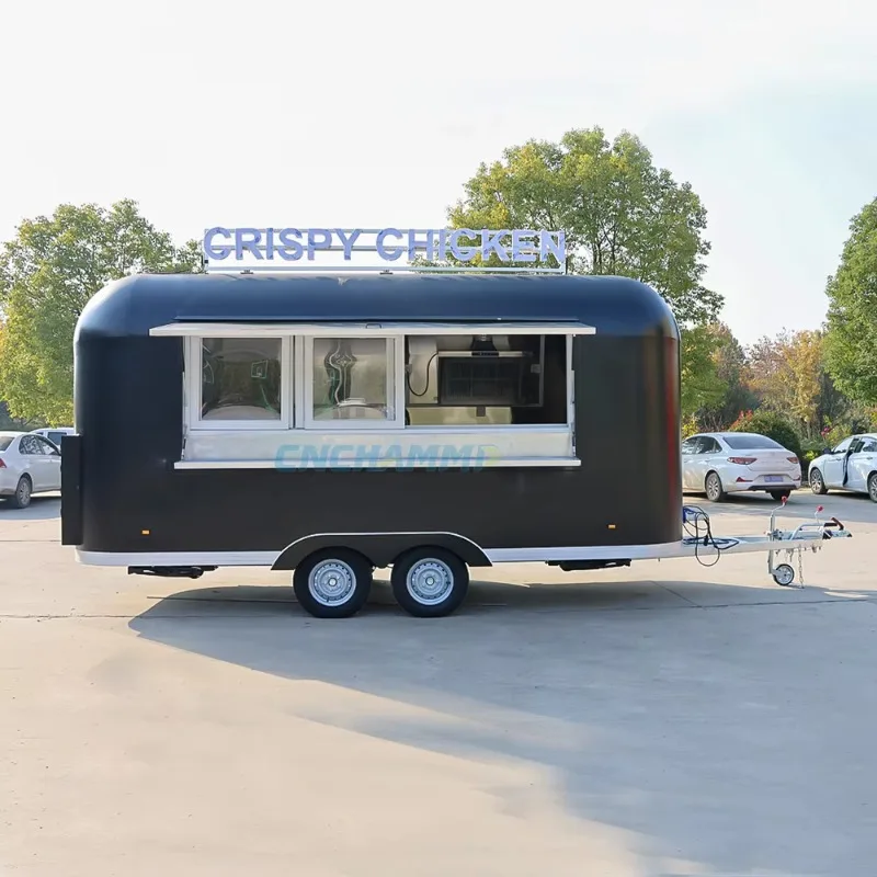 Rust Resistant Mobile Catering Custom Vintage Style Mobile Food Trailer Cart Ice Cream Deep Fried Snacks Built-In Power