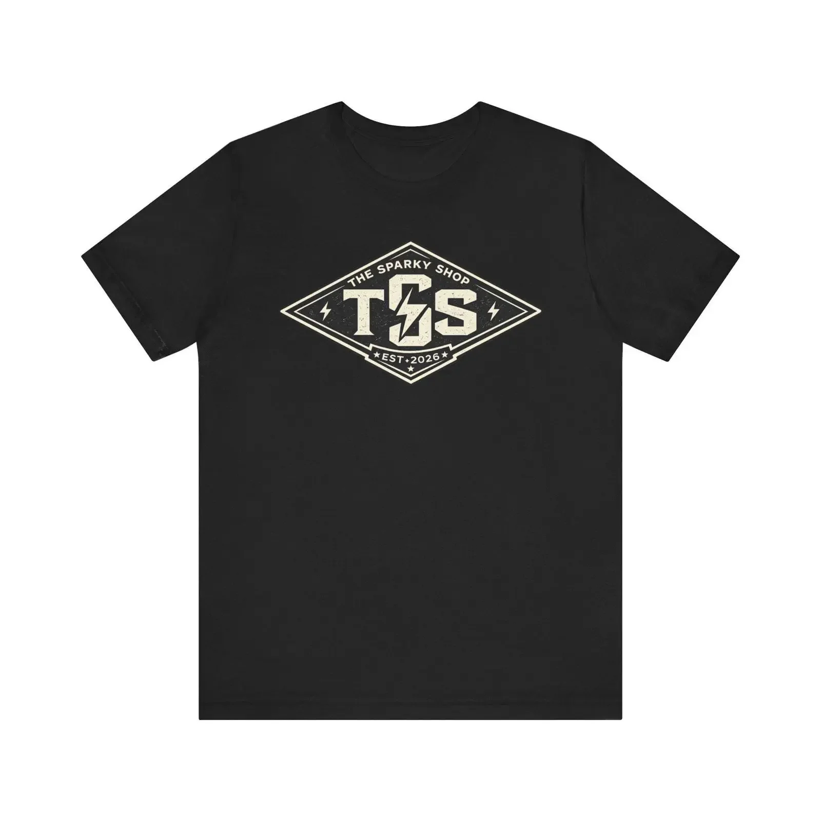 The Sparky Shop TSS Logo Electrician Lightning Bolt T shirt Skilled Trades Blue Collar Casual vintage Washed Unisex