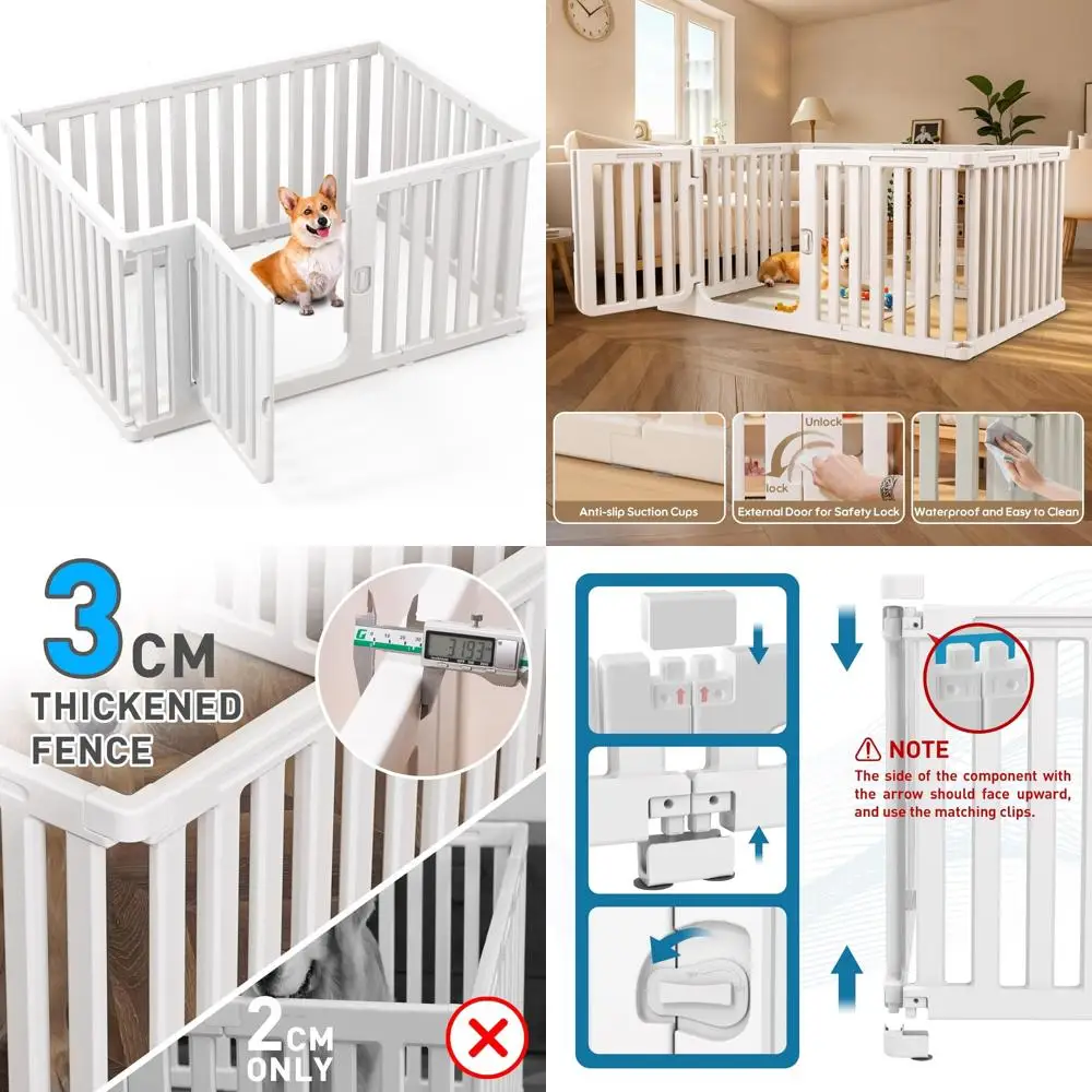 

Портативный 9-панельный манеж для домашних животных для собак — для использования в помещении и на открытом воздухе, безопасная запирающая дверь, площадка для игр для щенков, безопасность для домашних животных