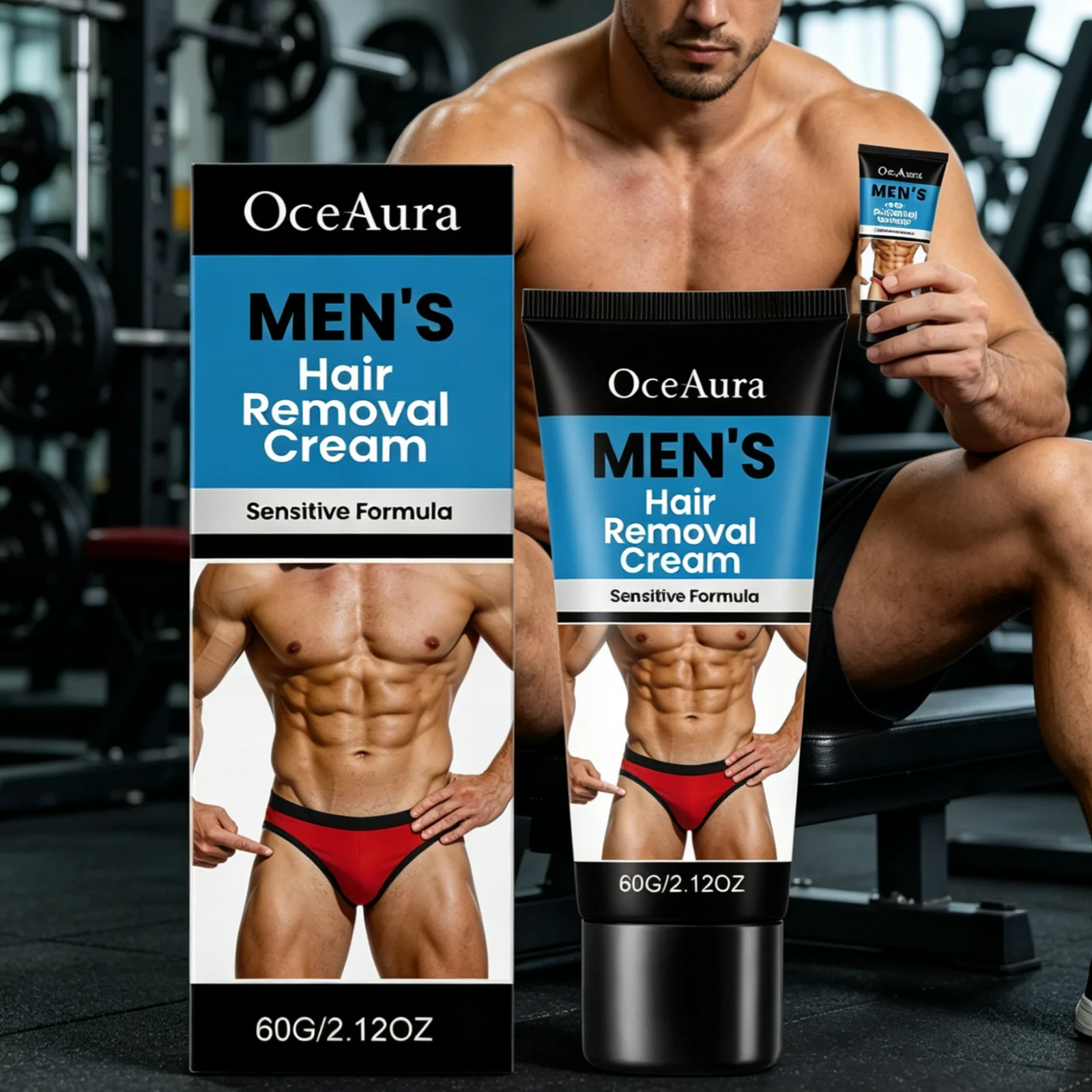 OceAura Men Hair Removal Cream Painless Smooth Skin Nourishing Long Lasting Fast Acting Natural Gentle Formula Depilatory Cream