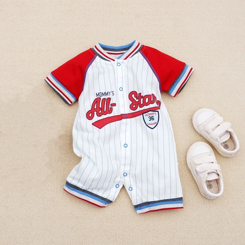 2024 Summer Comfortable baby jumpsuits clothes 0 to 12 months boys bodysuit Onesie overalls sports short sleeve cotton rompers