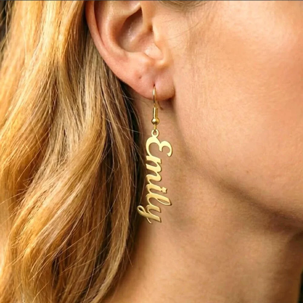 

Персонализированные серьги с именем, уникальный подарок для неё, 18-каратное золото