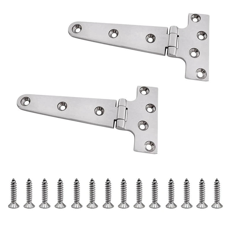 2 Pieces Heavy Duty T Hinge Casting Hinge 6Inch X 3Inch Casting Hinge 316 Stainless Steel For Boat& AUTO