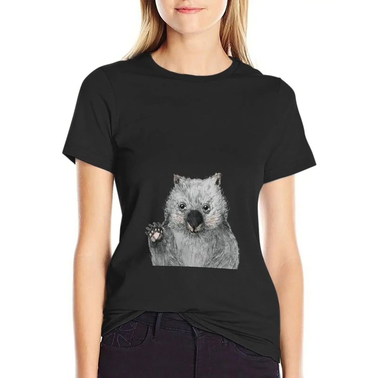 

Wombat T-Shirt graphics sweat lady clothes blacks t shirts for Women