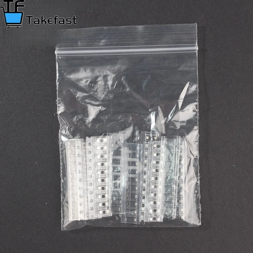 Takefast 90pcs SMD Diode Kit 1N4007 1N4001 1N4004 SS14 SS16 SS24 SS26 SS34 SS36 9 Values X10pcs Rectifier Diodes Schottky