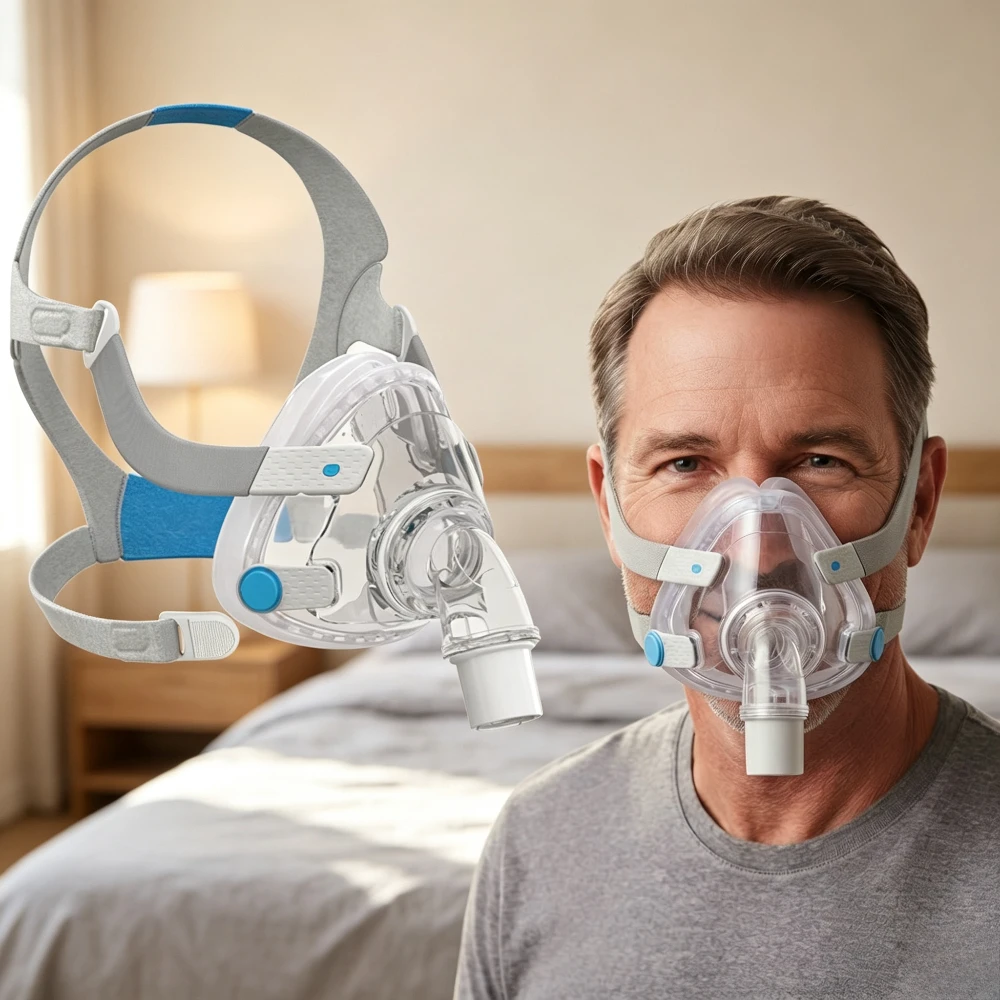 CPAP AirFit F20 Mask Parts Set, Full Face Sleep Breathing Accessory with Cushion Headgear Frame Swivel Elbow Connector & Clips