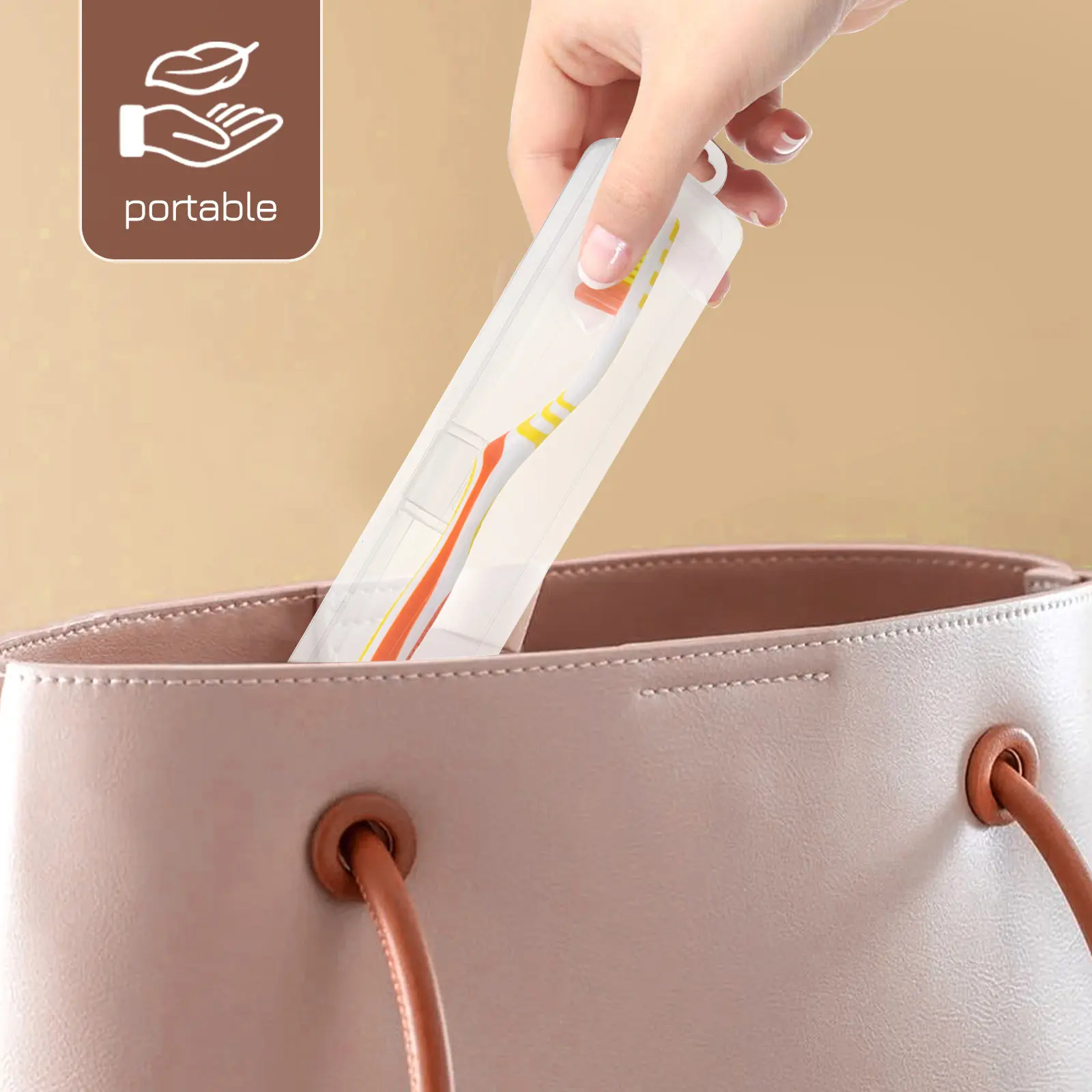 Conjunto de 5 Peças: Estojo de Viagem para Escovas de Dente, Grande Capacidade, Organizador Transparente com Material PP Resistente para Escovas de Dente