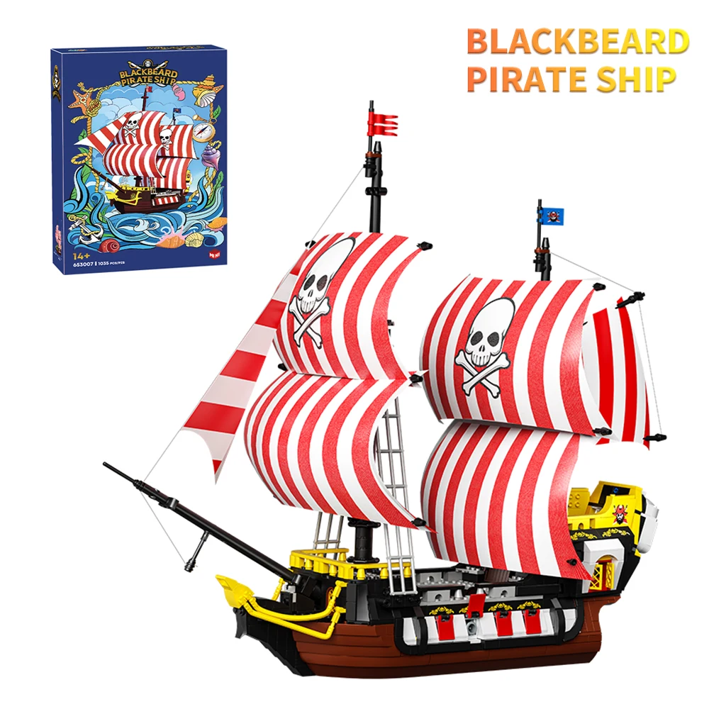 Blackbeard Pirate Ship Model Male and Female Intelligence Assembly Building Blocks Toy Gift