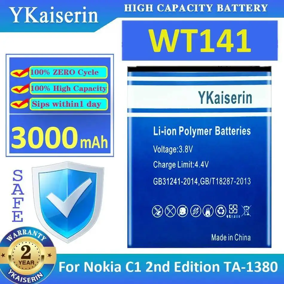 

Надежный блок питания, аккумулятор для мобильного телефона WT141 для Nokia C1 2Nd Edition TA-1380, 3000 мАч