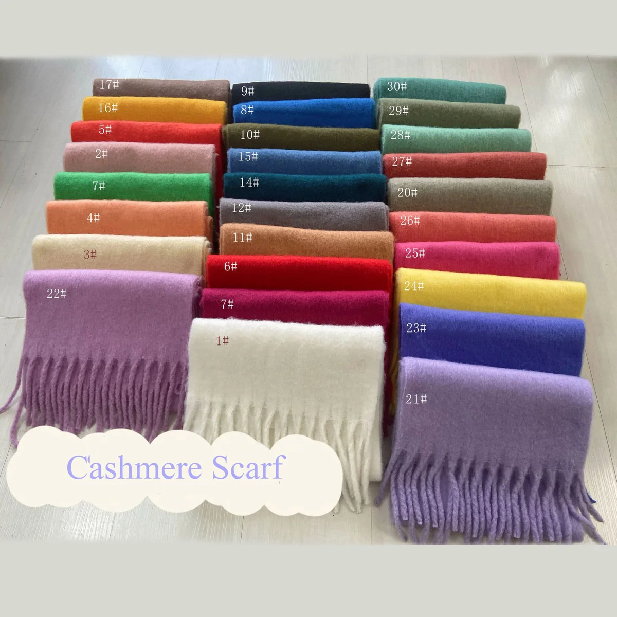 Homemade Scarves 28-Color Long Muffler Soft Thick Braid Tassel Mohair Scarf Female Winter Warm Cashmere Shawl 227CM