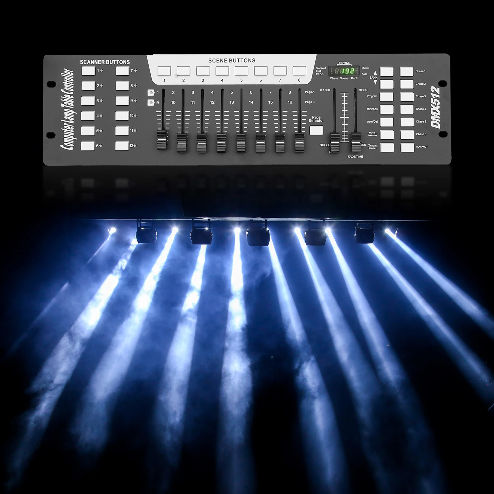 DMX512 Stage Light Controller with Power Adapter 192CH Light Emitting Diode 16 Channels for DJ Party