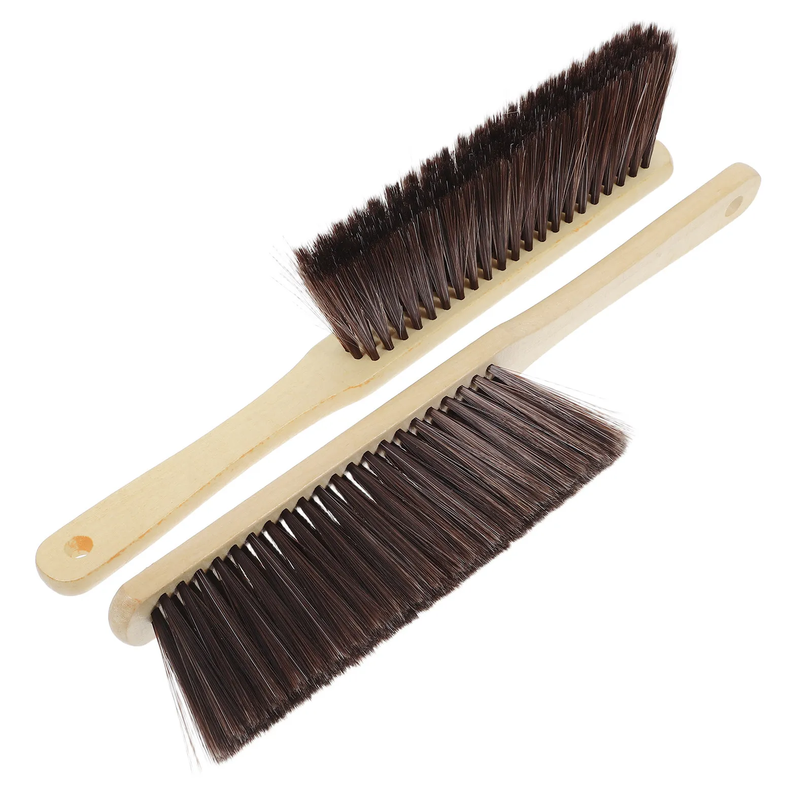 2Pcs Wooden Fireplace Brush Long Handle Ash Cleaning Brush Fine Bristles Hearth Cleaning Tool Home Commercial Use