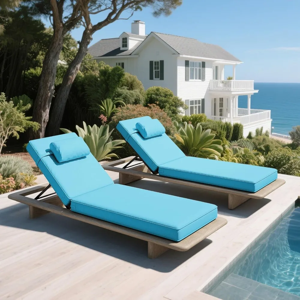 Juego de 2 cojines para chaise lounge de patio, 72,2 x 22 x 3,1 Cojines impermeables para sillón de exterior con comodidad gruesa junto a la piscina