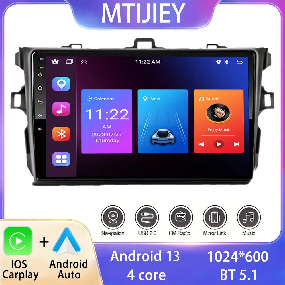 

For Toyota For Corolla 2006-2013With Android 13 Car Radio Wifi Autoradio Built-inGPS Navigation Stereo carplay car audio