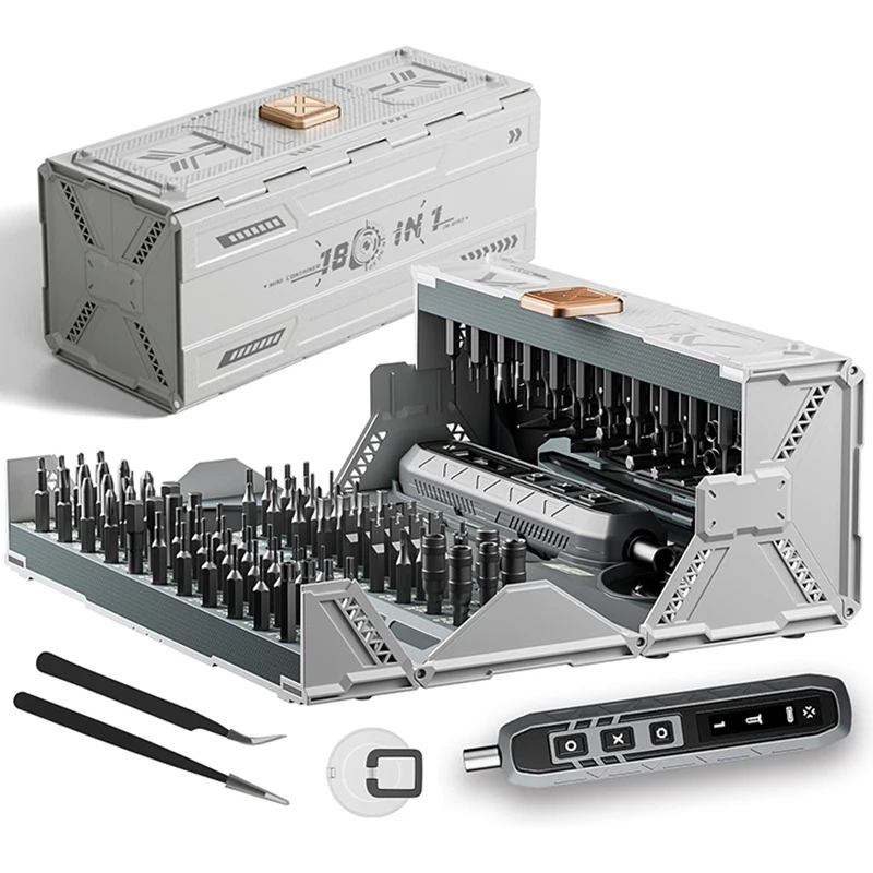 

180 in 1 Precision Electric Screwdriver Set 3 Torque Modes with 160 Magnetic Bits Cordless Repair Tool Kit for iPhone PC Camera